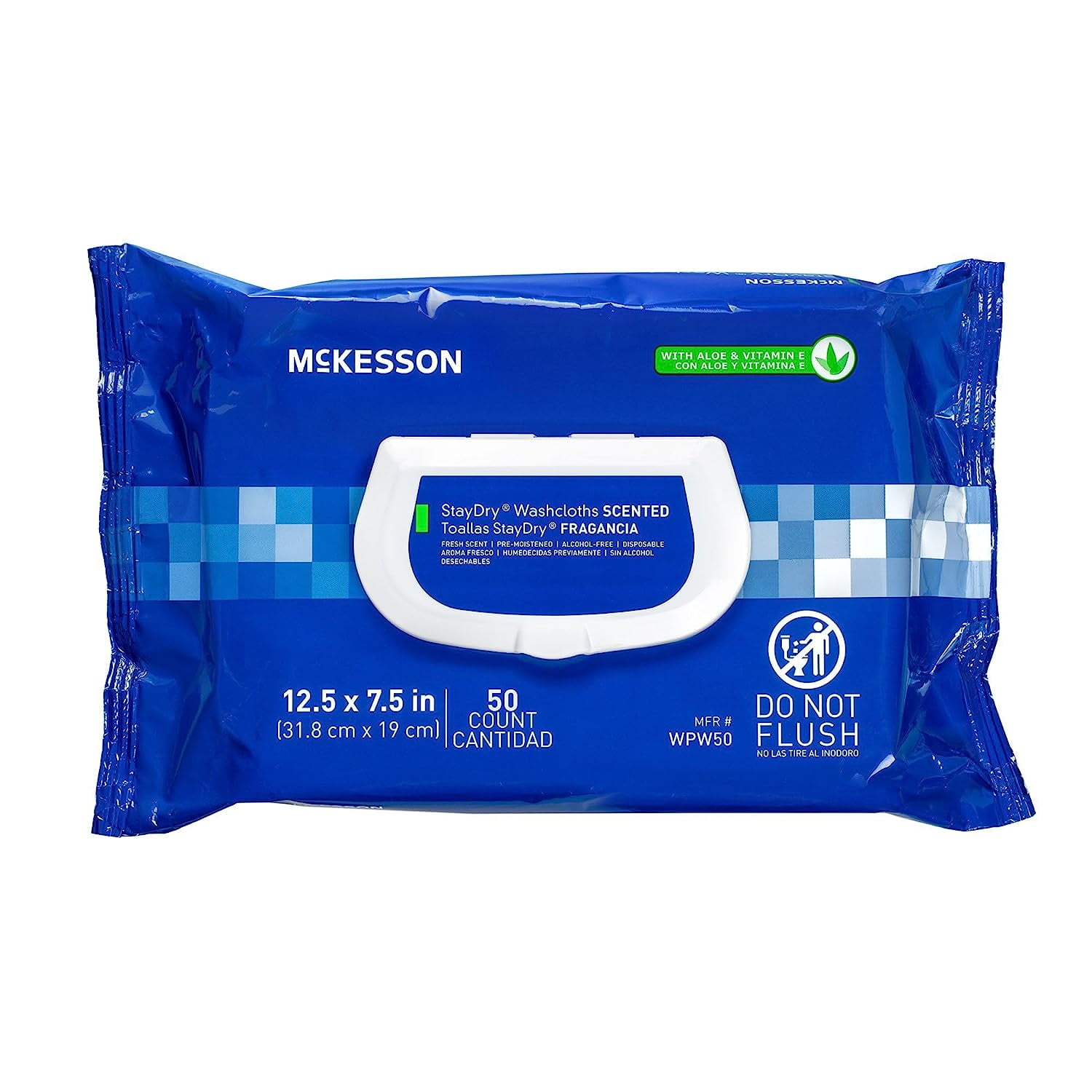 Mckesson WPW50 StayDry disposable Washcloths With Aloe 50 Count (Each