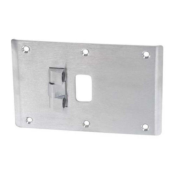 Door Strike Plate, Brass, Center Hung Mounting, Satin Chromium