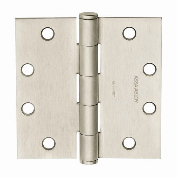 Butt Hinge, Steel, Flush Mounting, 1 11/16 in Leaf W x 4 in Leaf H, Satin Nickel