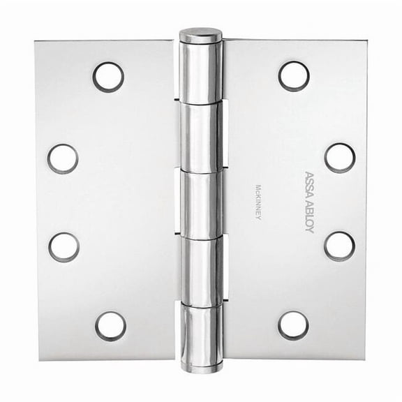 Butt Hinge, Steel, Flush Mounting, 1 11/16 in Leaf W x 4 in Leaf H, Bright Chrome 55499
