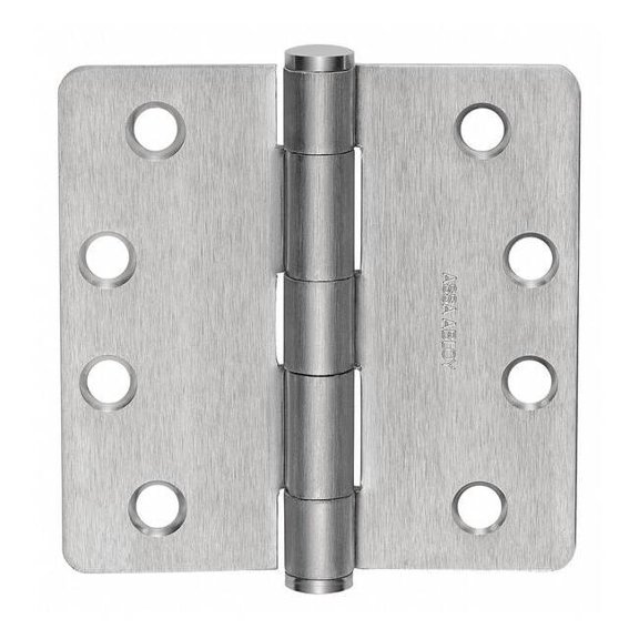 Butt Hinge, Steel, Flush Mounting, 1 11/16 in Leaf W x 4 in Leaf H, Satin Chrome