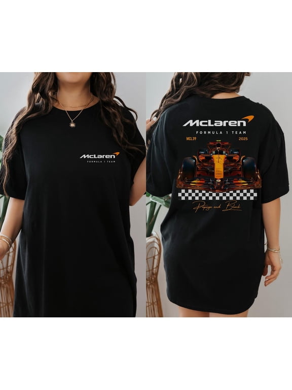 Mclaren 2025 2 Sided Unisex Tshirt, Formula One F1 Tee Gift, Piastri Racing Shirt,Black Color,Size M