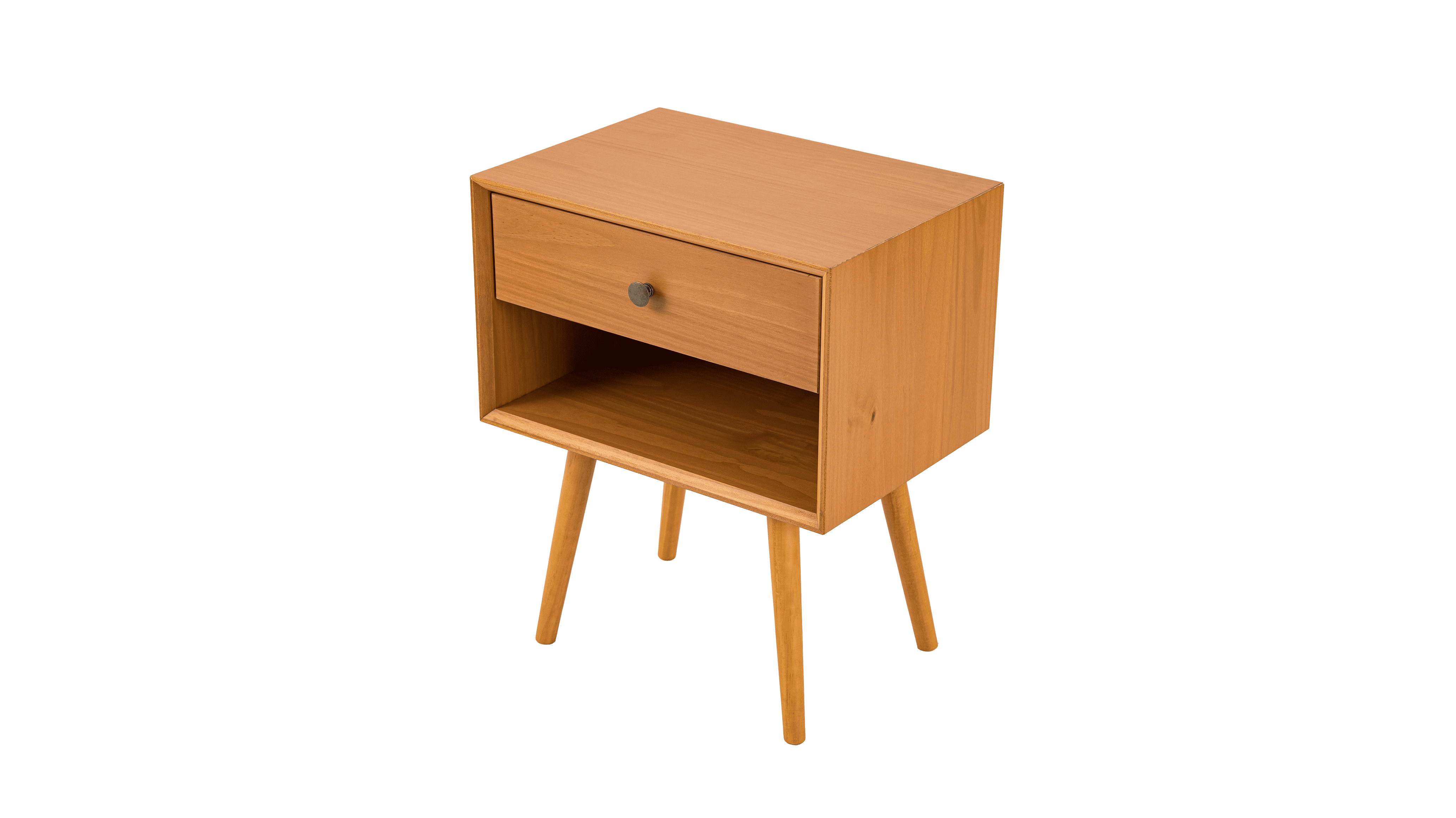 Mcm 1 Drawer Solid Wood Nightstand Caramel - For Adults and Teens
