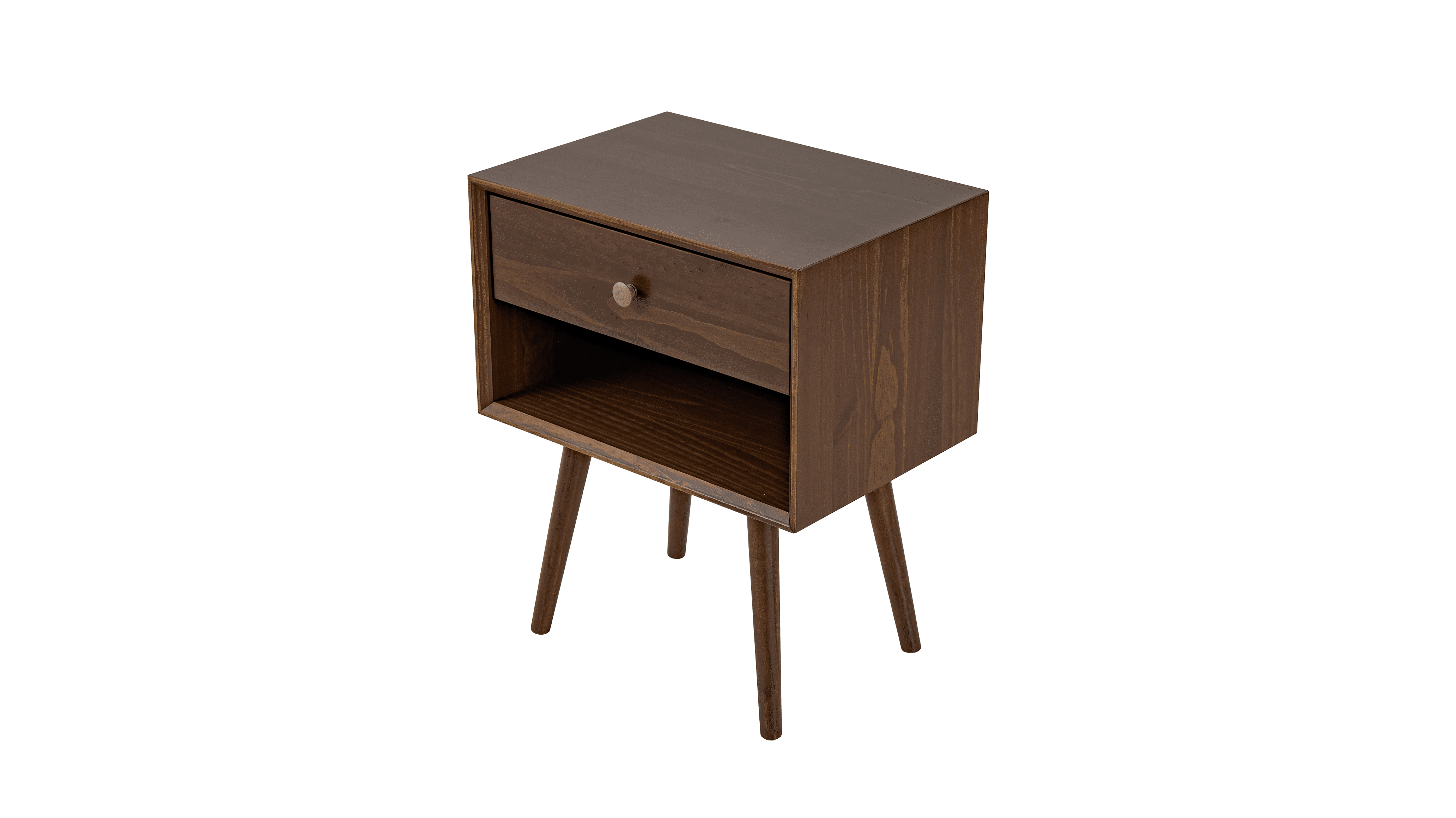 Mcm 1 Drawer Solid Wood Nightstand Walnut