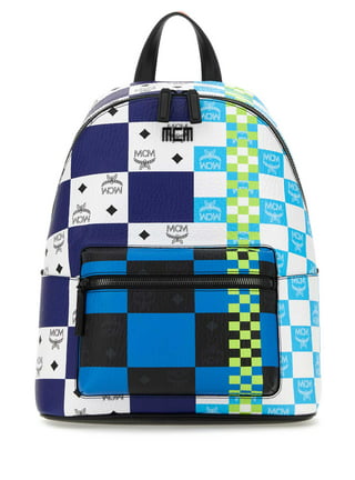 MCM Visetos Studded Stark Backpack in blue coated/waterproof