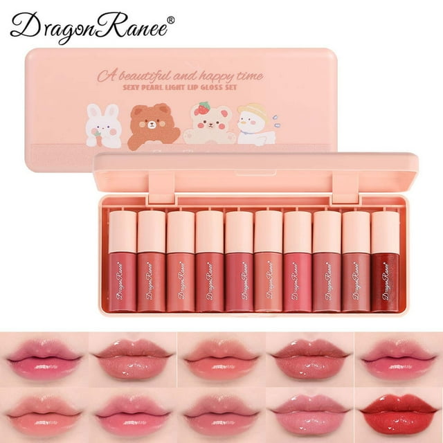 Mcolor 10 Colors Liquid Tint Stain,Korean Natural Moisturizing Lip Gloss, Long-Lasting&Non-Stick Cup,Multi-Use Lip and Cheek Tint Stain