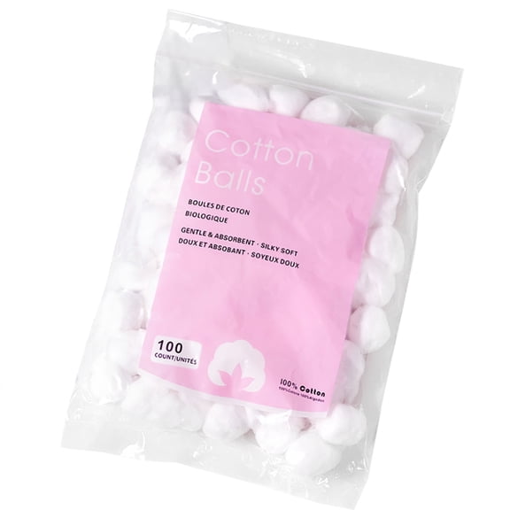 100 Small Cotton Balls for Make-Up, Nail Polish Removal, Pet Care, Applying Oil Lotion or Powder, Made from 100% Pure & Natural Cotton, Soft and Absorbent for Household Needs