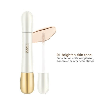 Mcolor 2 In 1 Foundation & Anti-Wrinkle Concealer, Liquid Concealer Stick With Built-in Brush, Double Head Concealer, Long Lasting Waterproof Concealer Make-Up for Face to Cover (Brighten Skin Tone)
