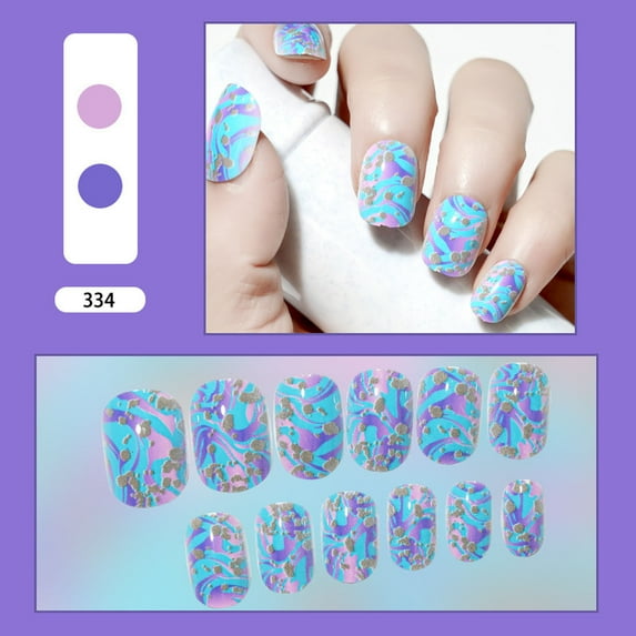 Mcolor 24Pcs Press on Nails for Kids Children Acrylic Fake Nails Pre-glue Full Cover Cute Cartoon Short False Nail Art Kits Sets Gifts for Kids Girls