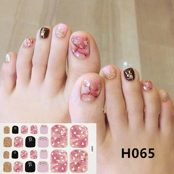 Mcolor Adhesive Toenail Polish Wraps Stickers Flower Marbling Nail Strips Decals Manicure Accessories for Women