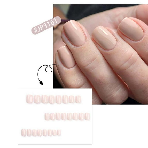Mcolor Extra Short Press on Nails Square Nude Ombre Fake Nails Press ons Glue Stick on Nails with Designs Full Cover Acrylic Glossy Artificial Cute False Nail for Women Girls 24 Pcs