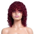 thumbnail image 1 of Mcolor Human Wigs Short Water Wave Wig with Bangs 100% Human Hair Glueless Made for Black Women Wine 12inch, 1 of 5