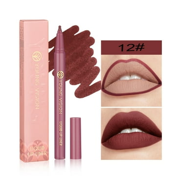 Mcolor Liquid Waterproof Lip Liner, Lip Stain Tint Marker Pen - Gourd-Shaped Precise Chisel Tip Smooth Application Easy Glide, Nude Brown Matte Shades Non-Feathering with Rich Color