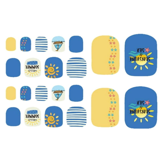 Mcolor Summer Toe Nail Polish Stickers Full Nail Wraps for Women Self Adhesive Nail Polish Strips for Toes Gel Nail Strips Toenail Manicure Sticker