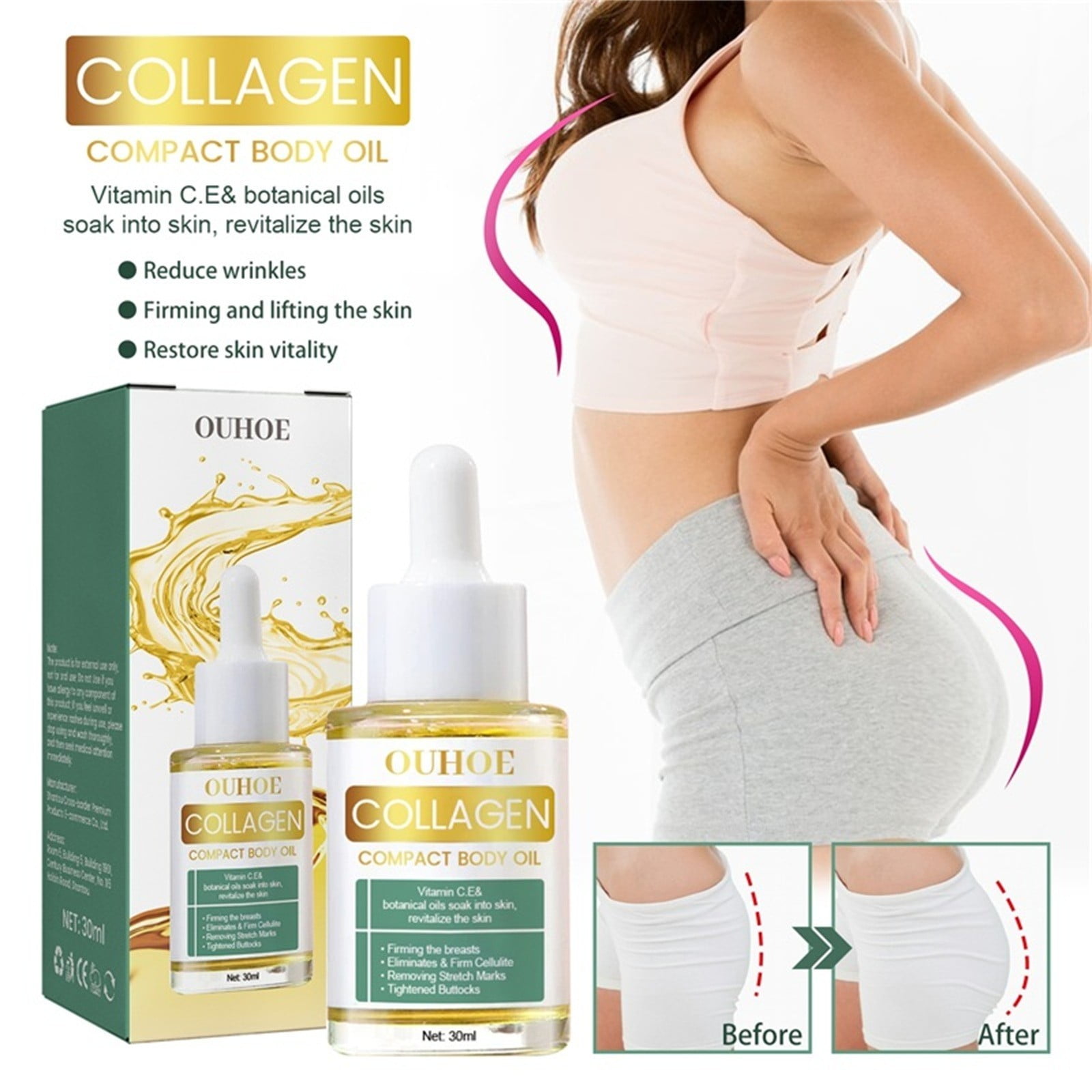 Collagen Lifting Body Oil - Straffendes Körperöl Mit Kollagen, 30 Ml, Gegen Cellulite & Für Straffere Haut
