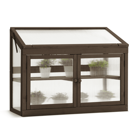 Mcombo 2-Tier Wooden Cold Frame Garden Greenhouse Raised Flower Planter Shelf Bed Protection 0160