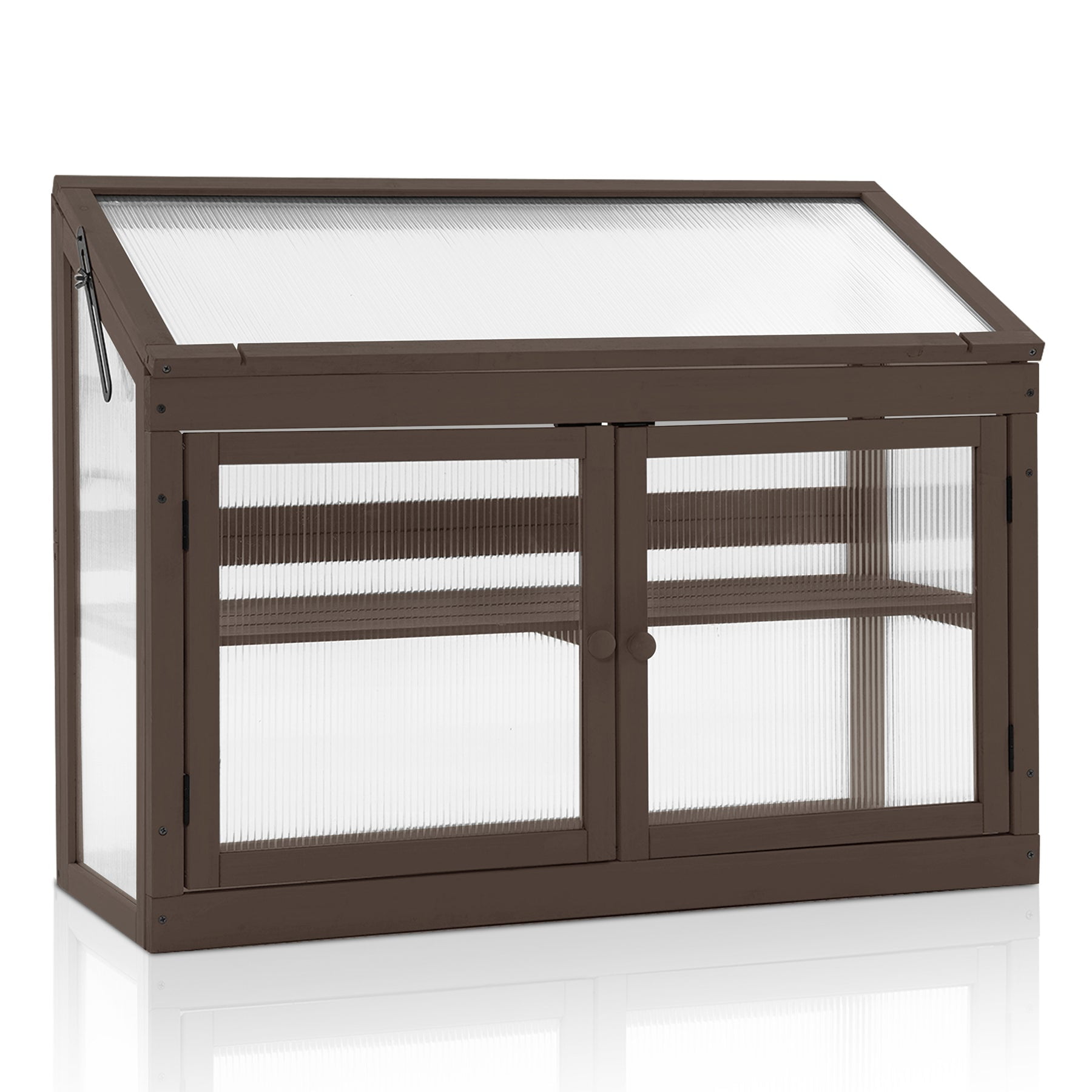 MCombo Brown 2-Tier Fir Wood Cold Frame Garden Greenhouse