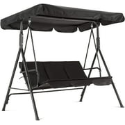 Mcombo 3-Person Outdoor Swing with Convertible Canopy 4003 (Black)