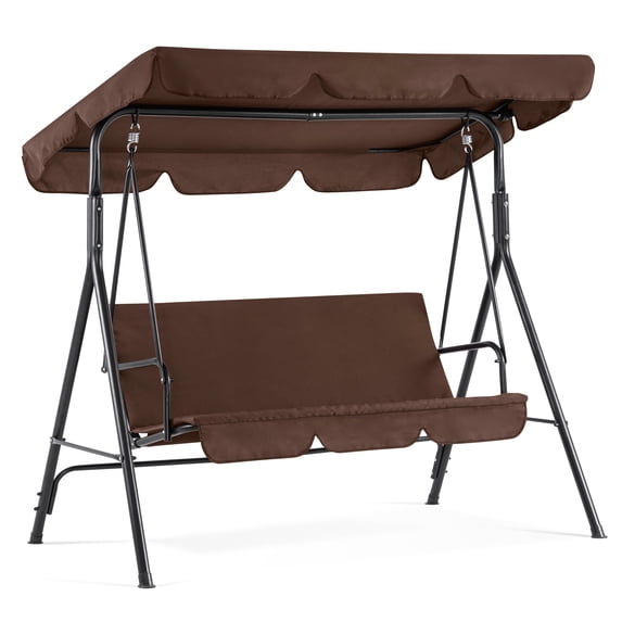 Mcombo 3-Person Outdoor Swing with Convertible Canopy 4003 (Brown)