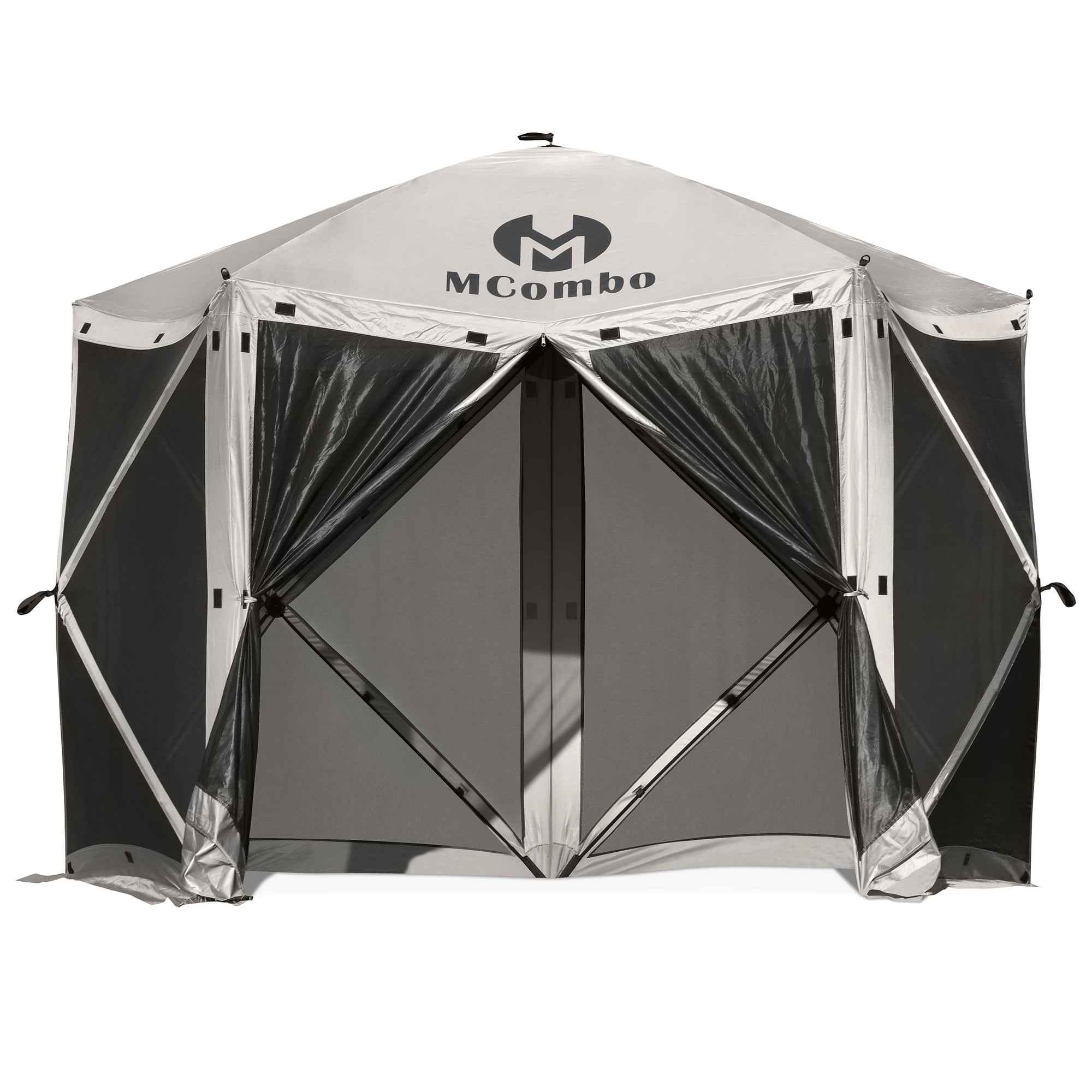 Tan 5-Sided Pop-Up Outdoor Gazebo with Fiberglass Frame