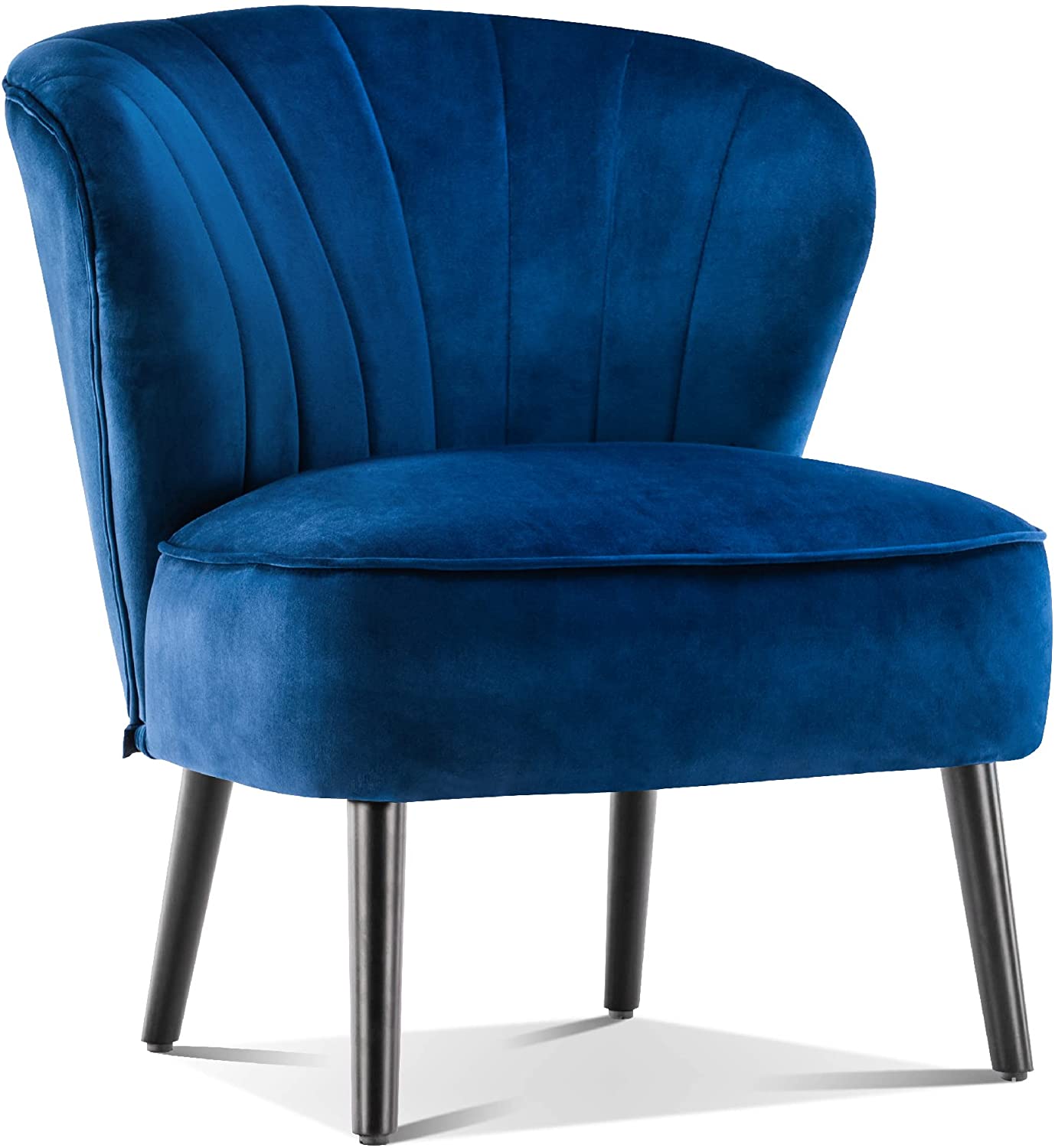 Lexicon Quill Velvet Upholstered Accent Chair in Blue
