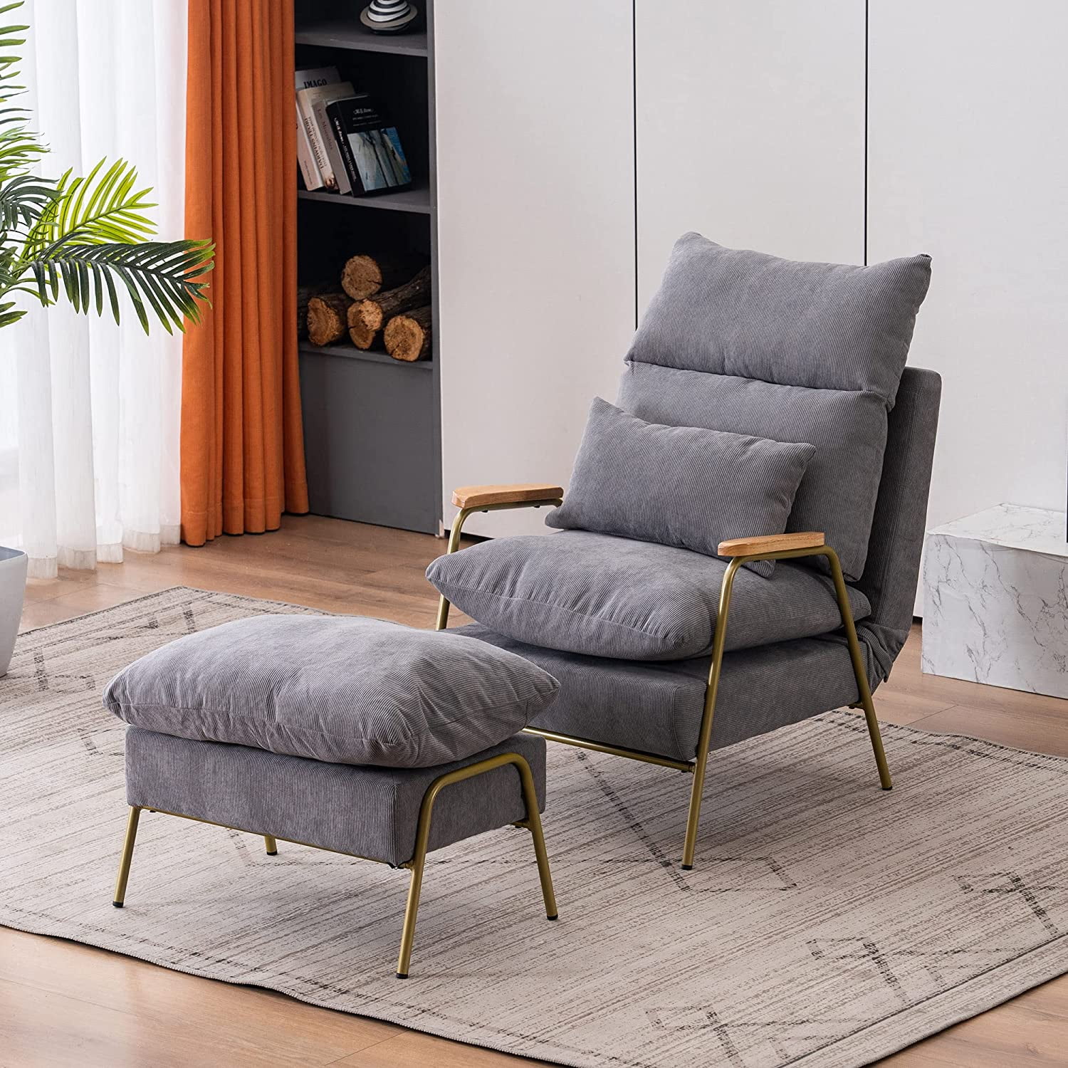 Free Shipping! MCombo Modern Accent Recliner with Ottoman, Fabric