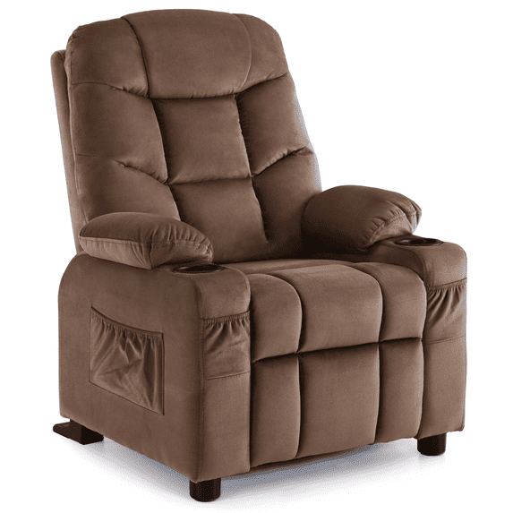 MCombo Big Kids Recliner Chair with Cup Holders, 3+ Age Group, Velvet Fabric 7355