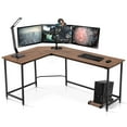thumbnail image 1 of Mcombo Corner Computer Desk Adult Lap Desks, Single Piece with CPU Stand, 66.1 in x 47.2 in, Brown, 1 Count, 1 Pack, 1 of 7
