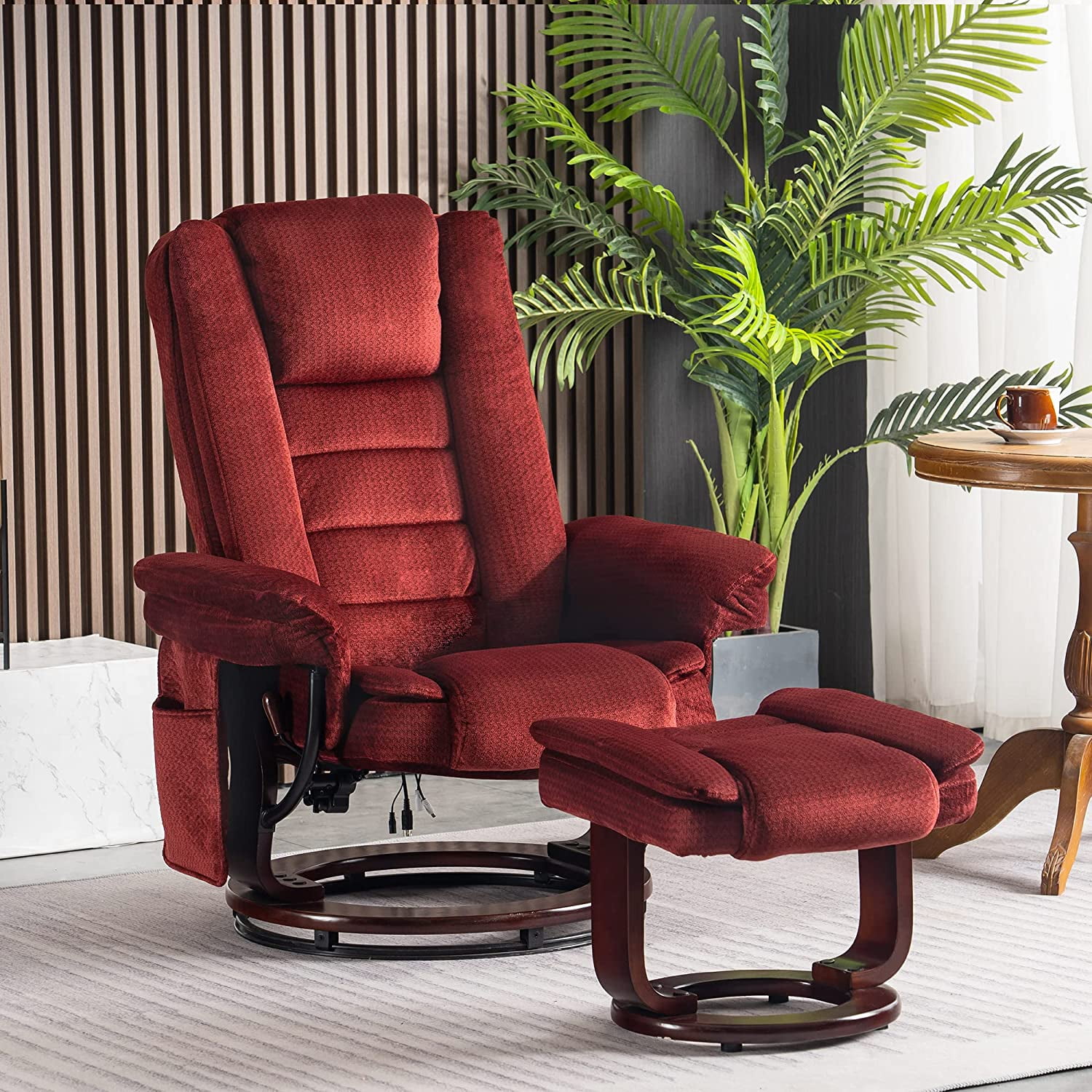 Mcombo Recliner Swivel Rocker Recliner With Ottoman Mcombo Fabric