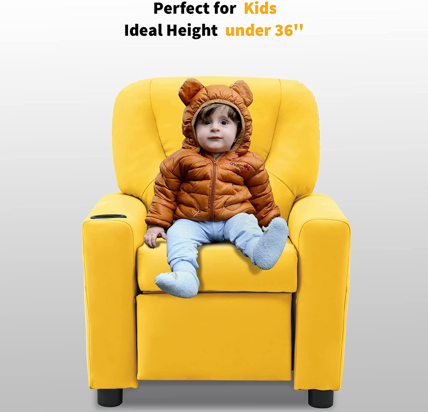 Mcombo Kids Recliner Chair Armrest Sofa Couch with Cup Holder for