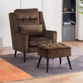 thumbnail image 1 of Mcombo Modern Accent Club Arm Chair, Velvet Upholstered with Lumbar Pillow for Living Room 4278 (Brown), 1 of 9