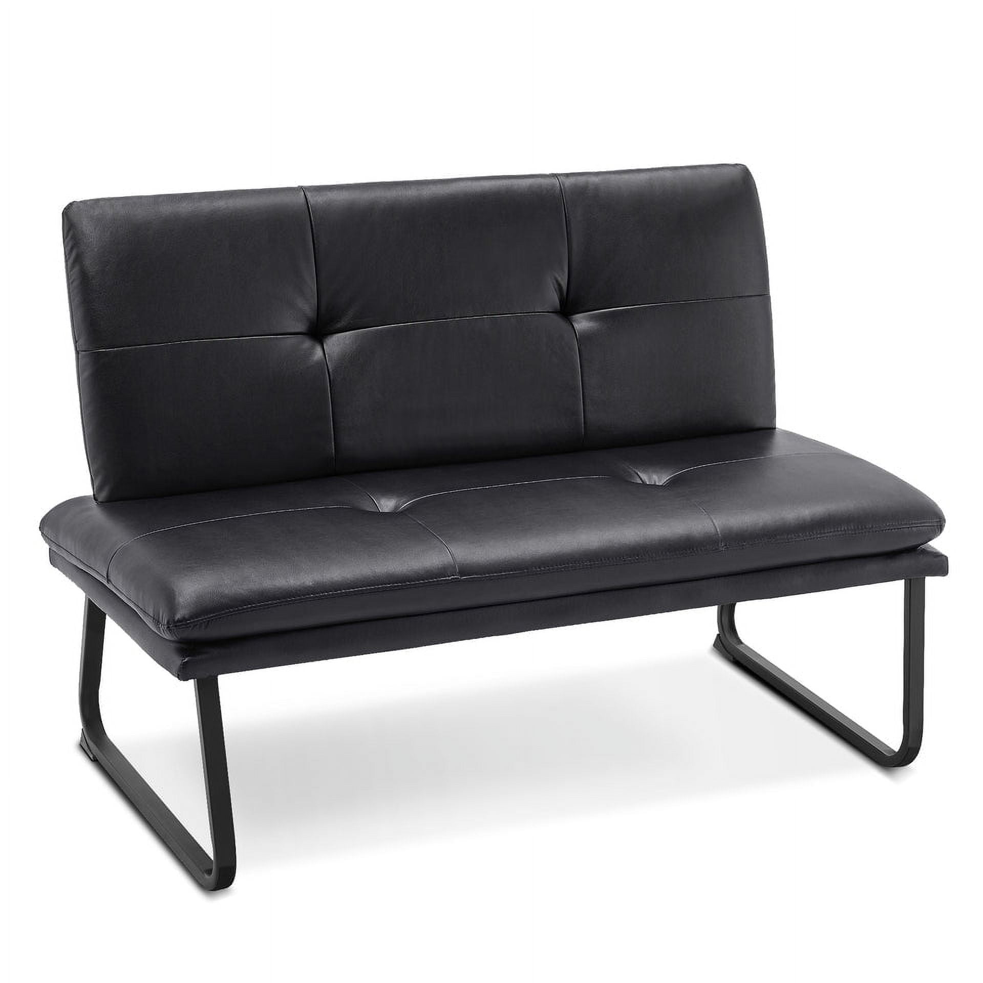 Modern Loveseat Chairs, Faux Leather Armless Settee Bench, 2