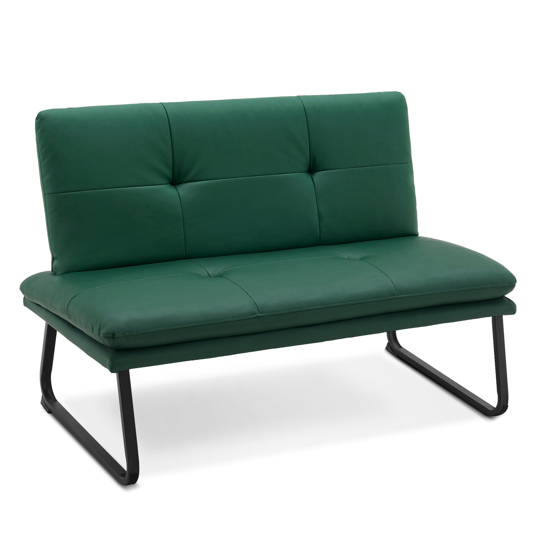 Modern Loveseat Chairs, Faux Leather Armless Settee Bench, 2