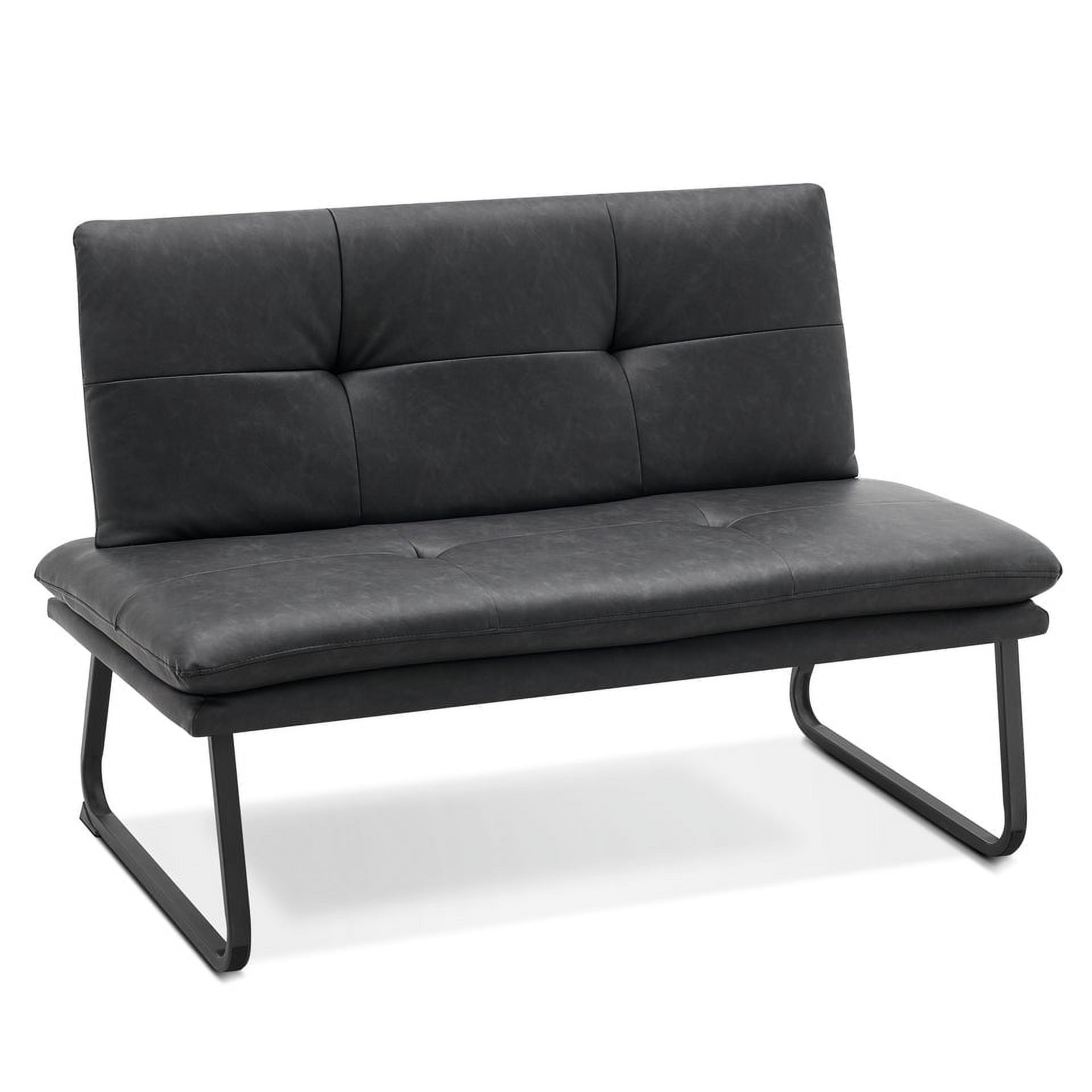 Modern Loveseat Chairs, Faux Leather Armless Settee Bench, 2