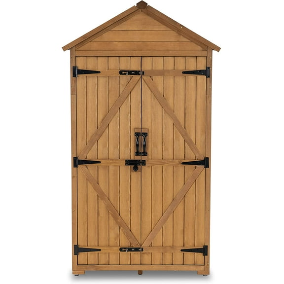 Mcombo Outdoor Tool Shed, Wood Garden Storage Cabinet (70" Tall) 1000D