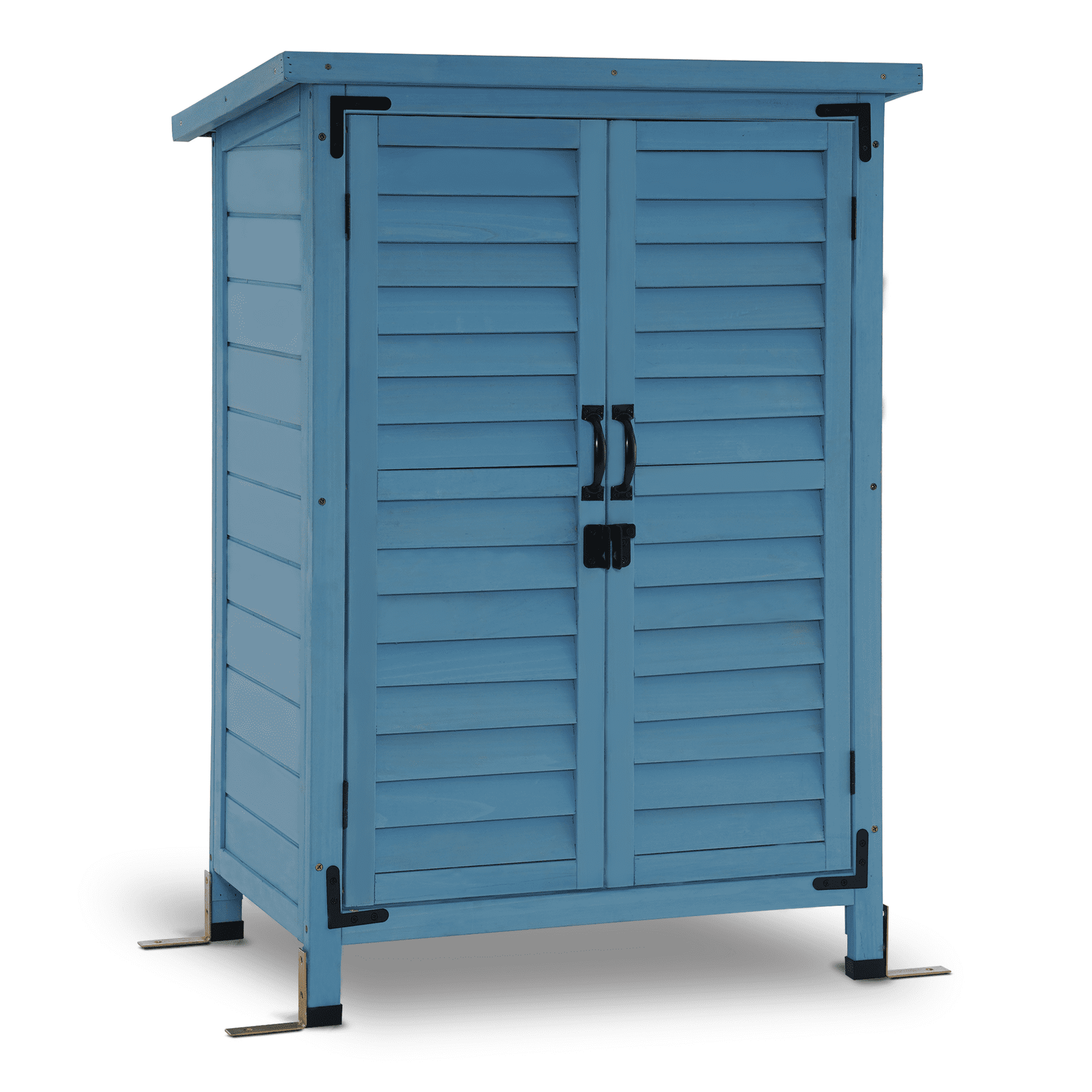 Mcombo Outdoor Wood Storage Cabinet, Small Size Garden Wooden Tool Shed with Double Doors 0985