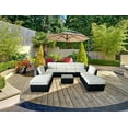 thumbnail image 1 of Mcombo Patio Furniture Sectional 9 Pieces Wicker Sofa Set All-Weather Outdoor Seating Black Rattan Conversation Chair Set with Thick Cushions and Tea Table Black 6085-1009CW, 1 of 10