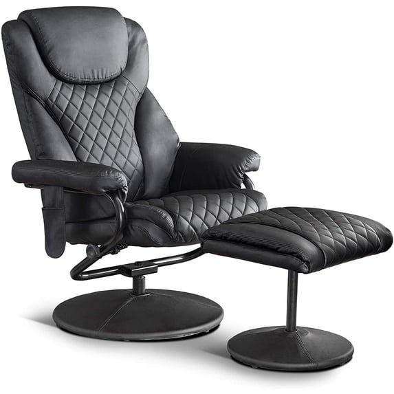 MCombo Massage Recliner Chair with Ottoman for Living Room, Swivel Recling Chair Faux Leather, 4901 (Black)
