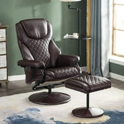 MCombo Massage Recliner Chair with Ottoman for Living Room, Swivel Recling Chair Faux Leather, 4901 Dark Brown