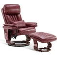 thumbnail image 1 of Mcombo Reclining Chairs with Ottoman, 360 Degrees Swivel Recliners with Massage, Faux Leather Ergonomic Lounge Chairs for Living Room Bedroom 4999(Burgundy), 1 of 9