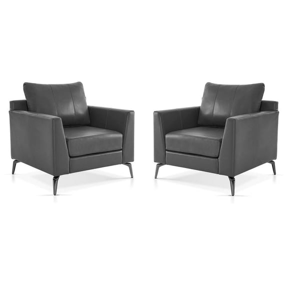 Mcombo Set of 2 Modern Accent Chair, Faux Leather Upholstered Lounge Armchair, Single Sofa Chairs for Living Room Office 4629
