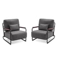 thumbnail image 1 of Mcombo Set of 2 Modern Accent Chairs, Armchair with Steel Legs, Leathaire Lounge Chairs for Living Room Office HQ102 (Grey）, 1 of 8