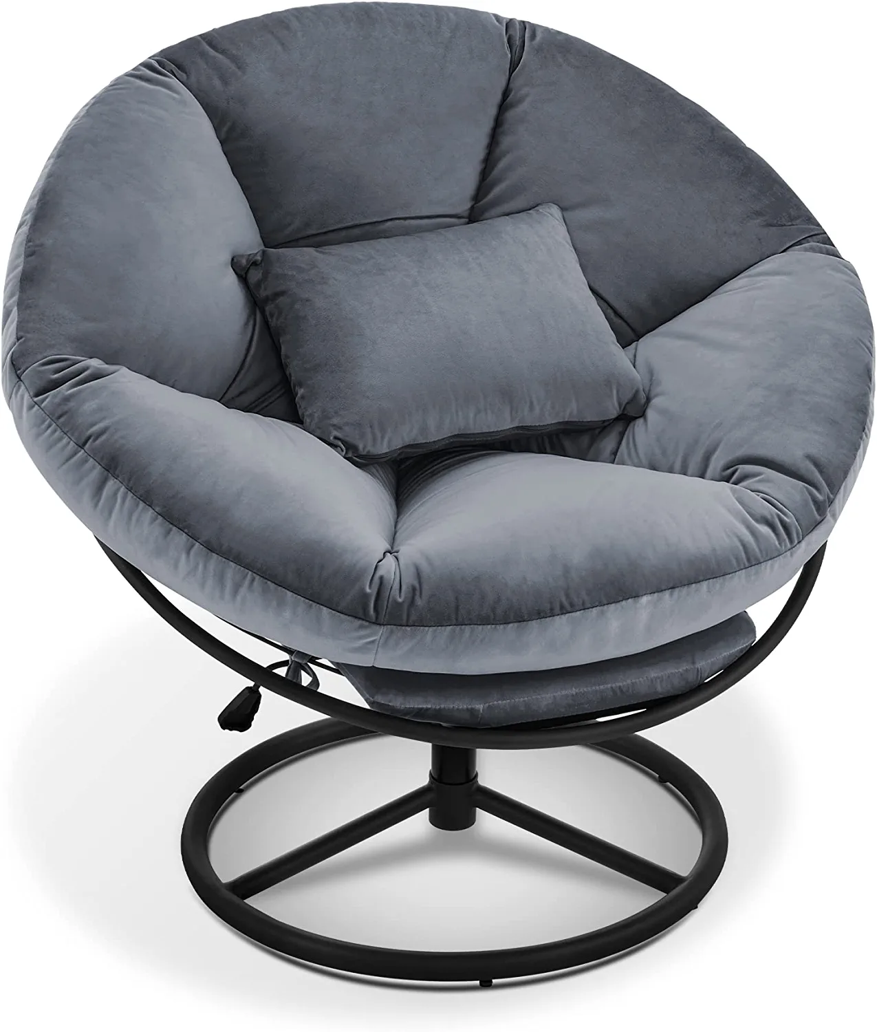 Swivel Papasan Chair, Gas Lift, Adjustable Height, Velvet Rocker