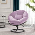 thumbnail image 1 of Mcombo Swivel Papasan Chairs with Height Adjustment, Velvet Rocking Chair HQ405(Light Purple), 1 of 9
