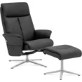 thumbnail image 1 of Mcombo Swivel Recliner with Ottoman, Modern Armchair with Heavy Duty Aluminum Base, Faux Leather Lounge Chair for Living Room Bedroom Office, 4603(Black), 1 of 9
