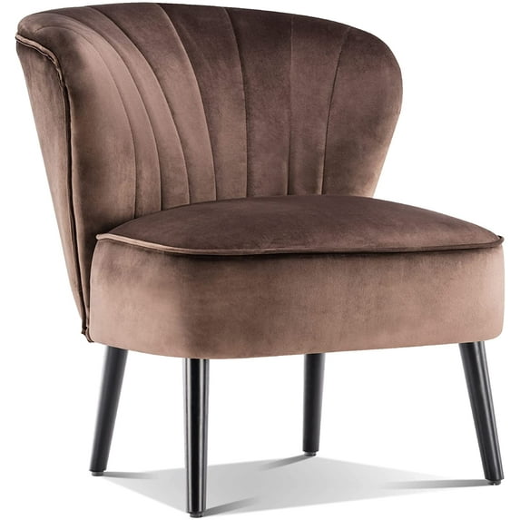 Mcombo Velvet Accent Chair, Wingback Chairs, Side Chair Vanity Chair for Living Room 4720 (Brown)