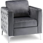 Mcombo Velvet Accent Club Chair, Single Sofa Chair, Armchair 4066 (Grey)