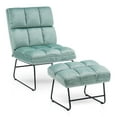 thumbnail image 1 of Mcombo Velvet Modern Accent Chair with Ottoman Club Chair for Living Room 0014 (Light Green), 1 of 9