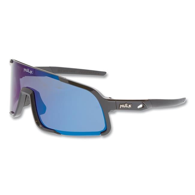 Mcr Safety 127-HK418BZP Hulk HK4 Series Safety Glasses, Blue Diamond Mirror, Max3 Hard Coating, Polarized, Black Polycarbonate Frame