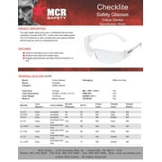 Mcr Safety Checklite Safety Glasses Uncoated Clear CL010